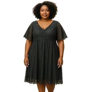 City Chic Lace Dress Womens Plus Size 22 Black Gold Whimsy Goth Formal Party NEW